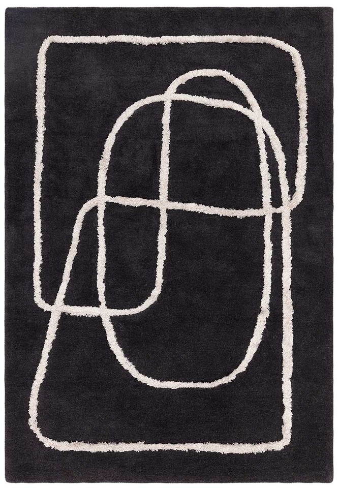 Matrix 94 Infinity Charcoal Thick Wool Floor Rug