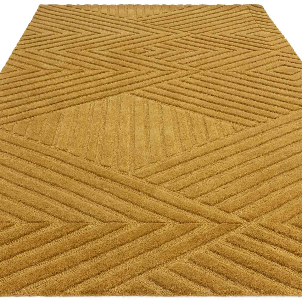 Hague Ochre Thick Woolen Rug Hand Tufted