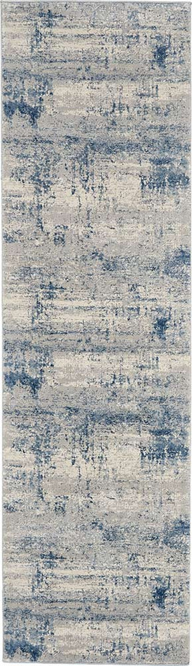 Rustic Textures RUS10 Ivory Blue Abstract Rug Runner