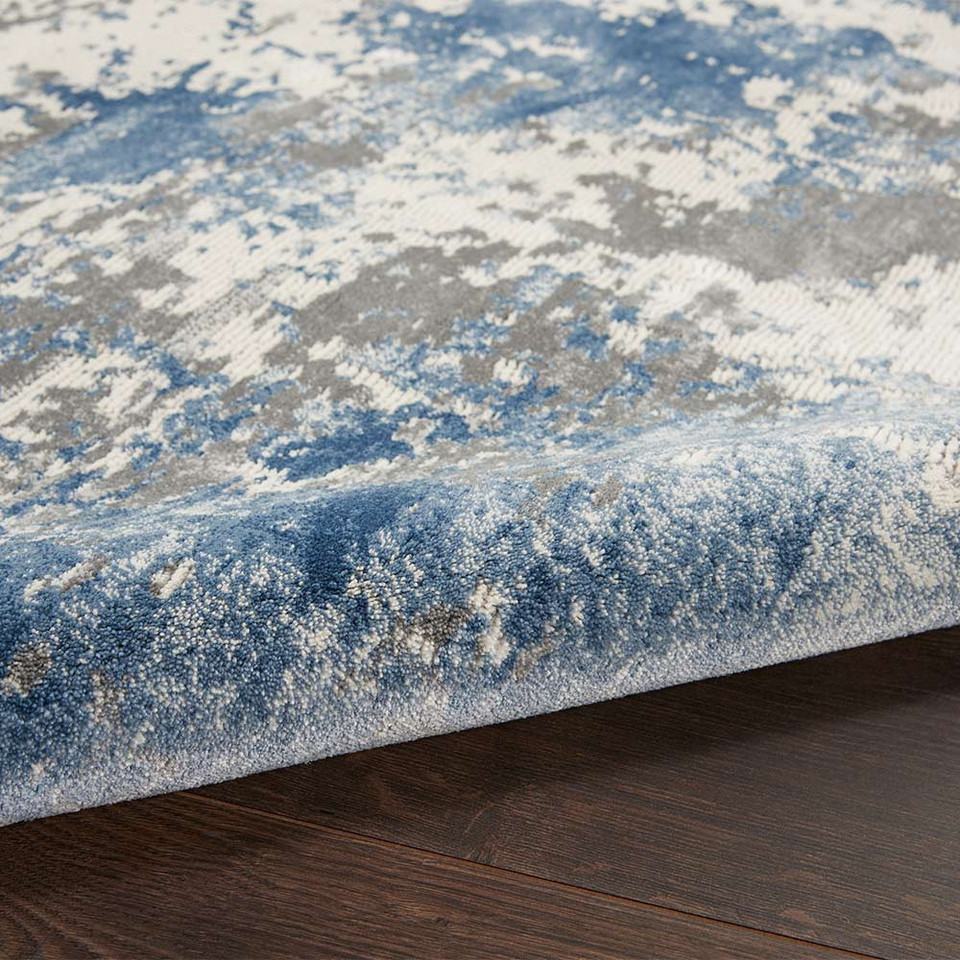 Rustic Textures RUS08 Grey Blue Abstract Rug Runner