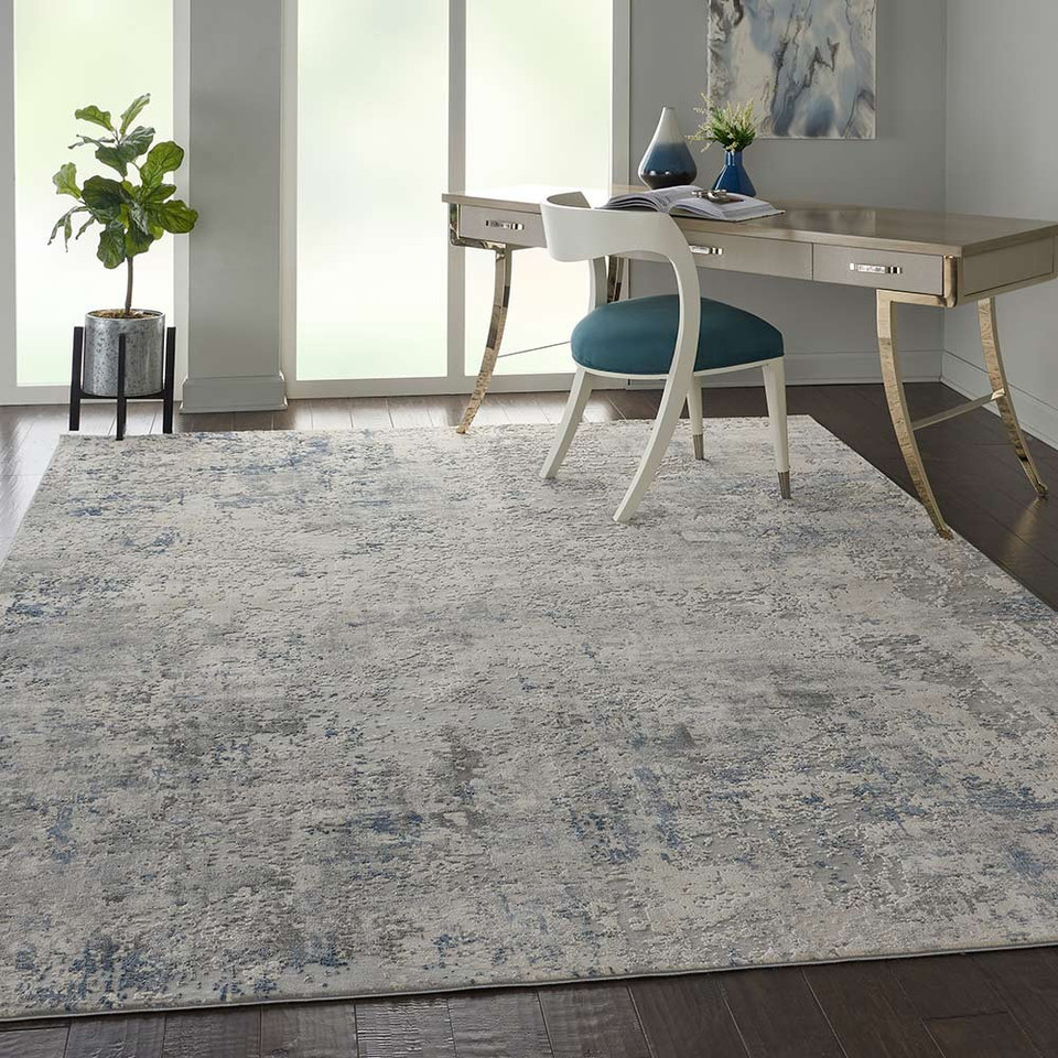 Rustic Textures RUS07 Grey Beige Abstract Rug Runner
