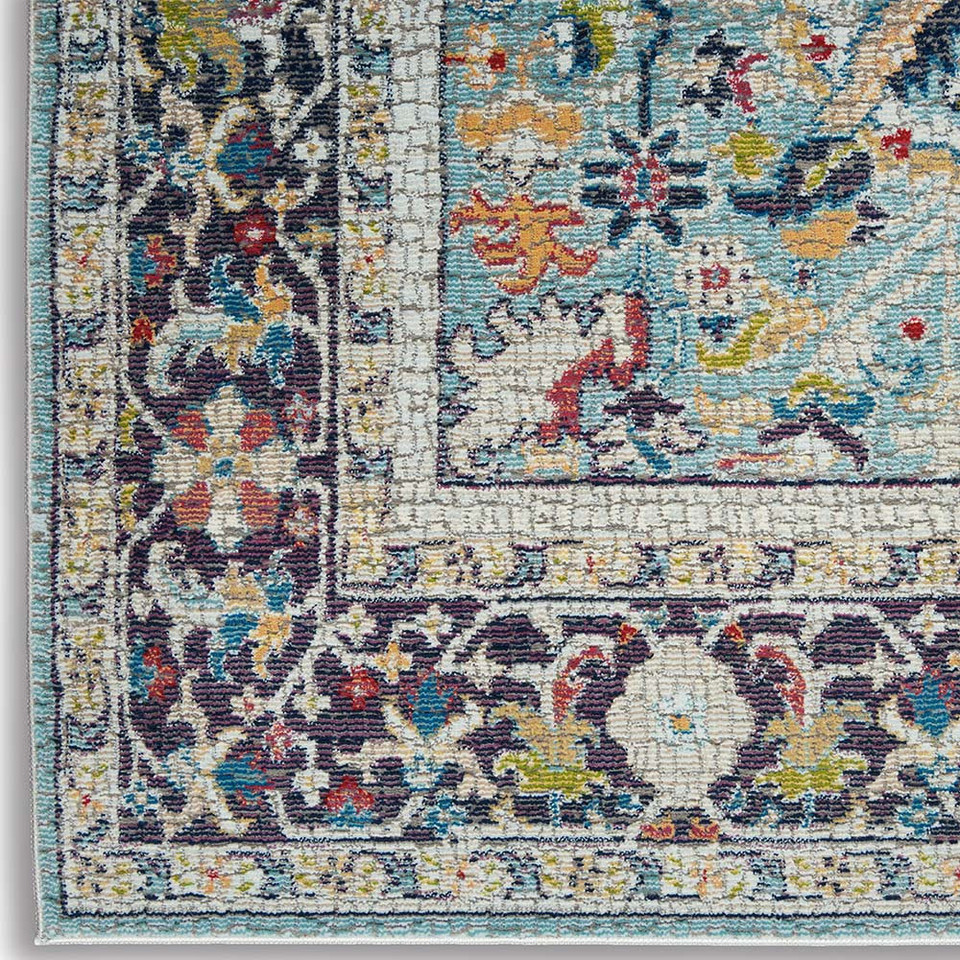 Traditional Ankara Global ANR14 Teal Multi Rug Runner