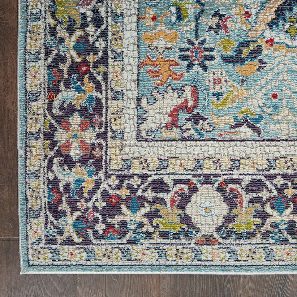 Traditional Ankara Global ANR14 Teal Multi Rug Runner