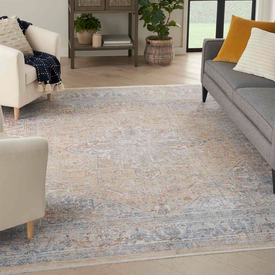 Elegant Heirlooms Thin Vintage Rug ELH01 Grey Gold