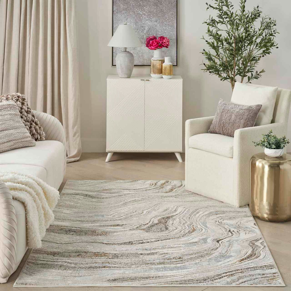 Glitz GLZ22 Grey Gold Metallic Marble Rug