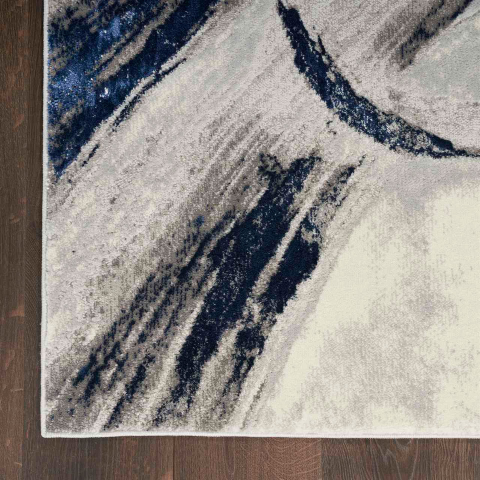 Brush Strokes Rug 02 Metallic Grey Navy