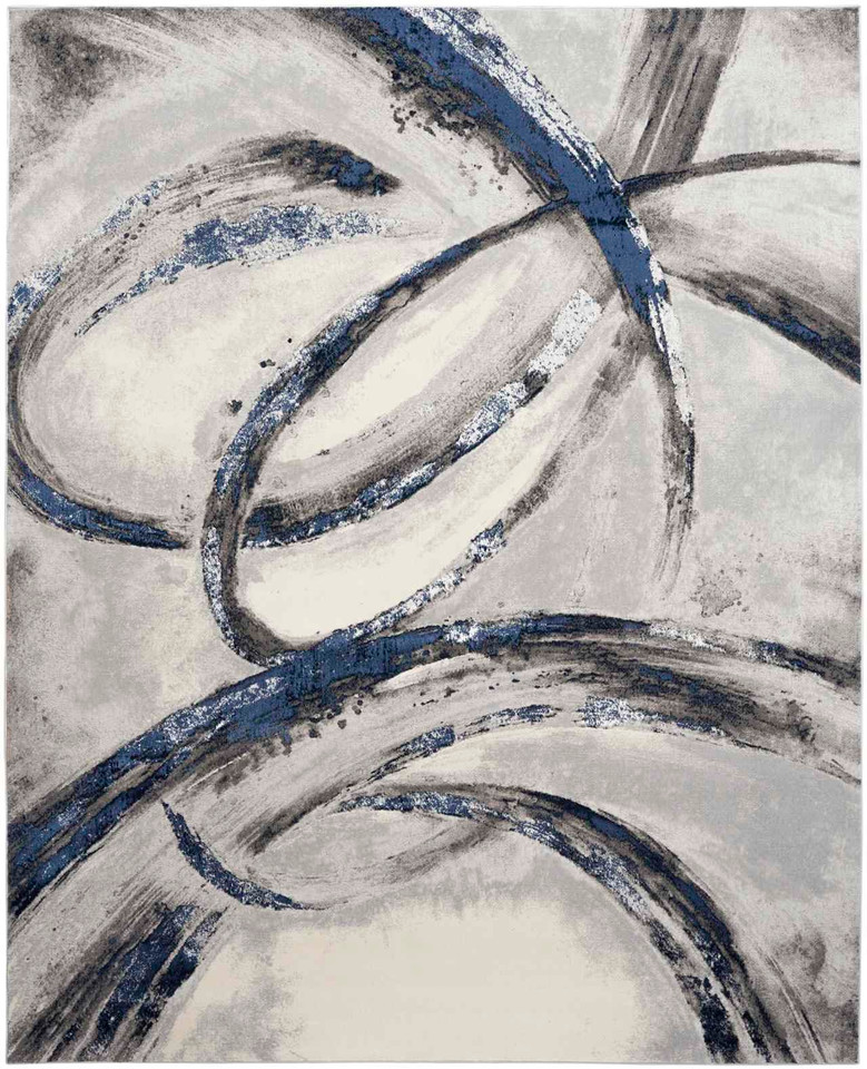 Brush Strokes Rug 02 Metallic Grey Navy