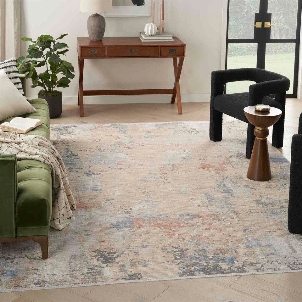 Contemporary Rug Abstract Hues Beige Grey