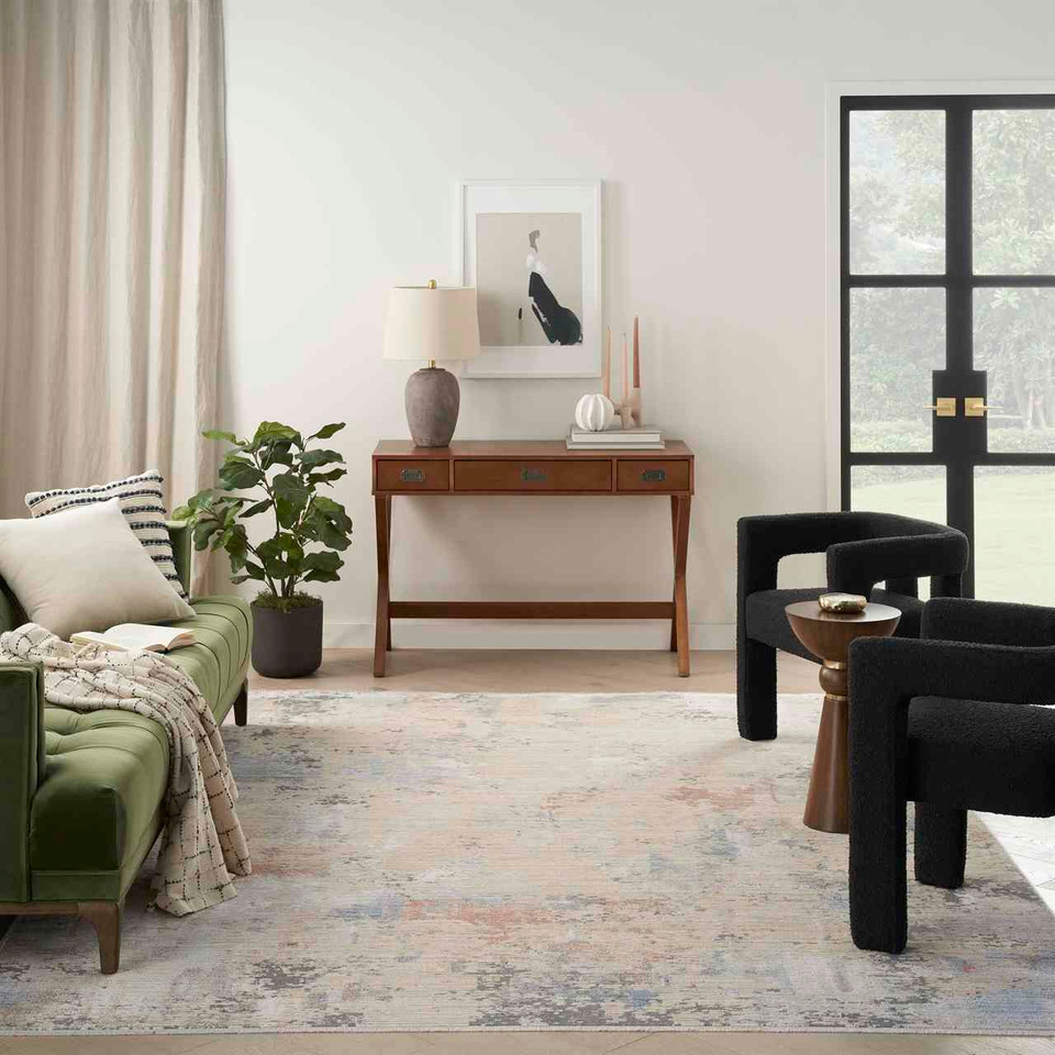 Contemporary Rug Abstract Hues Beige Grey