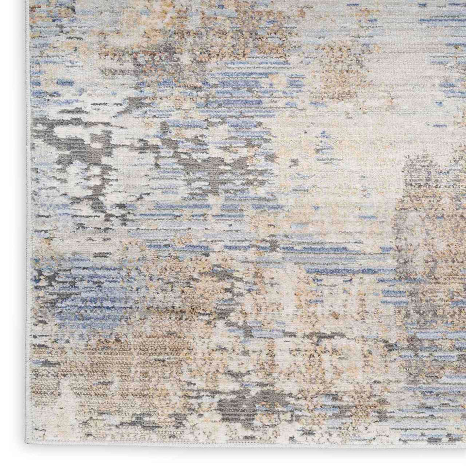 Contemporary Rug Abstract Hues Grey Blue