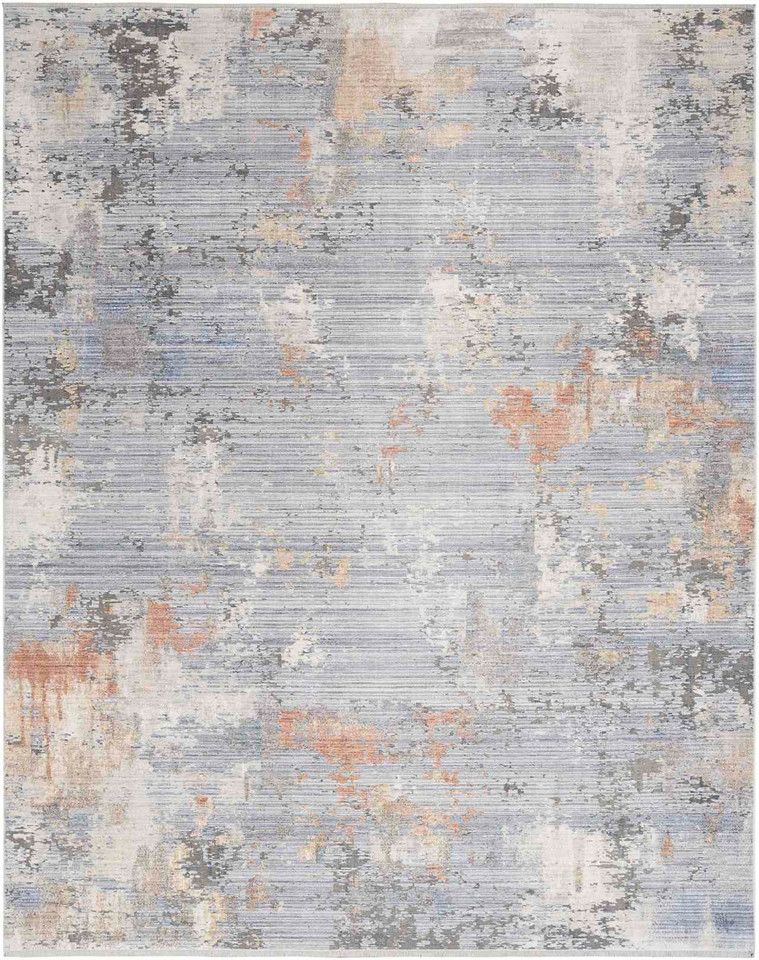 Contemporary Rug Abstract Hues Grey Blue