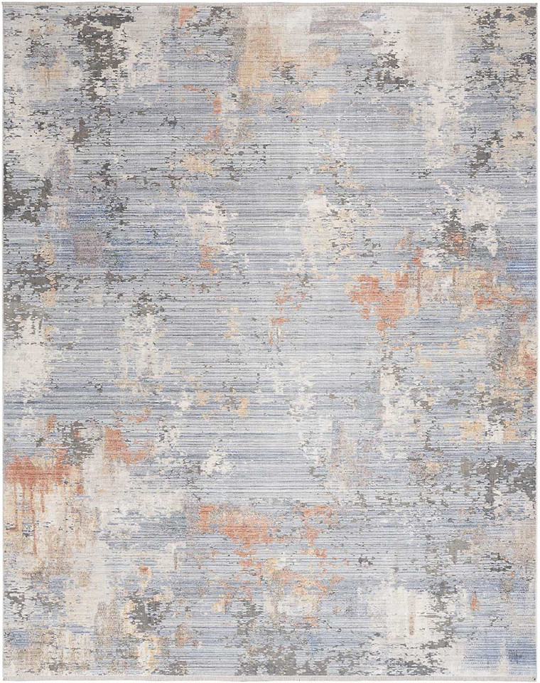 Contemporary Rug Abstract Hues Grey Blue