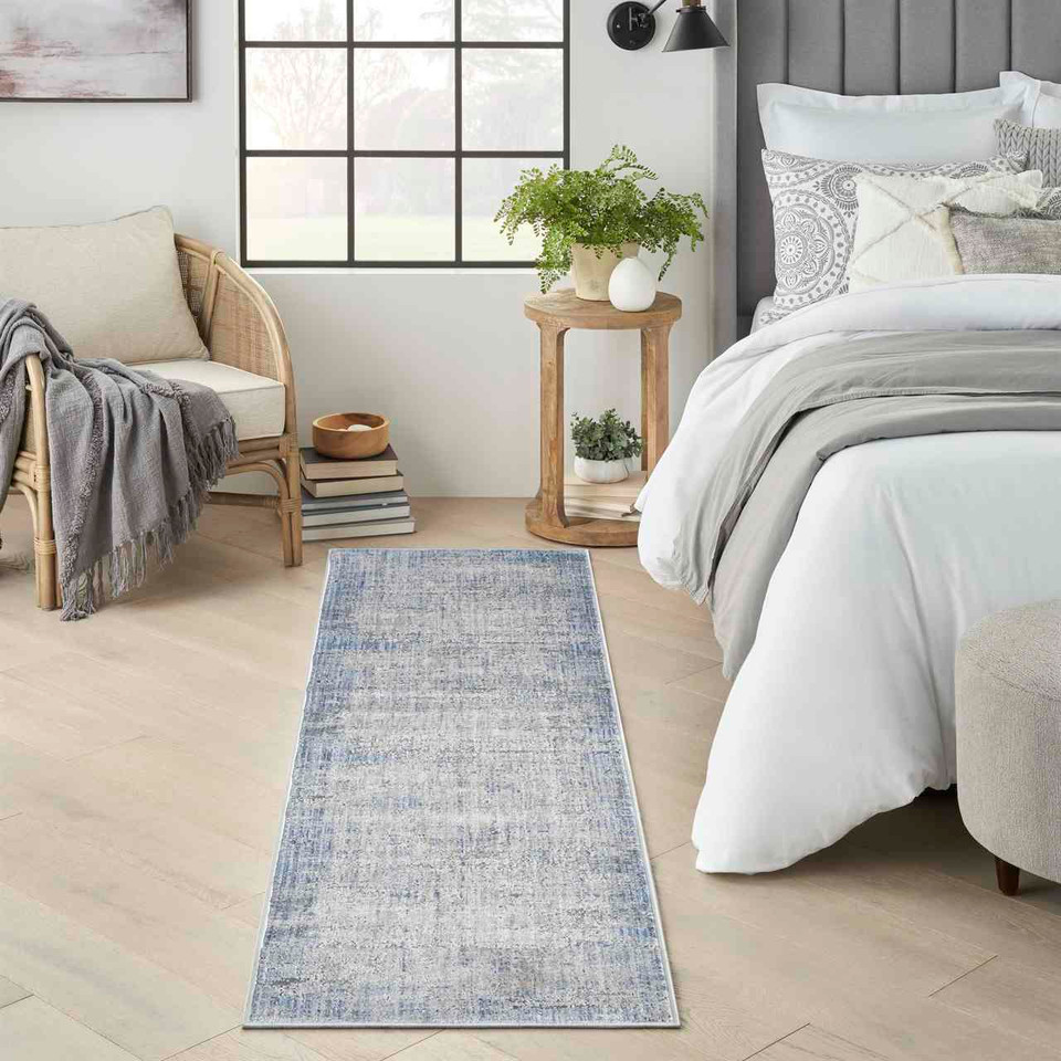 Contemporary Rug Abstract Hues Blue Grey