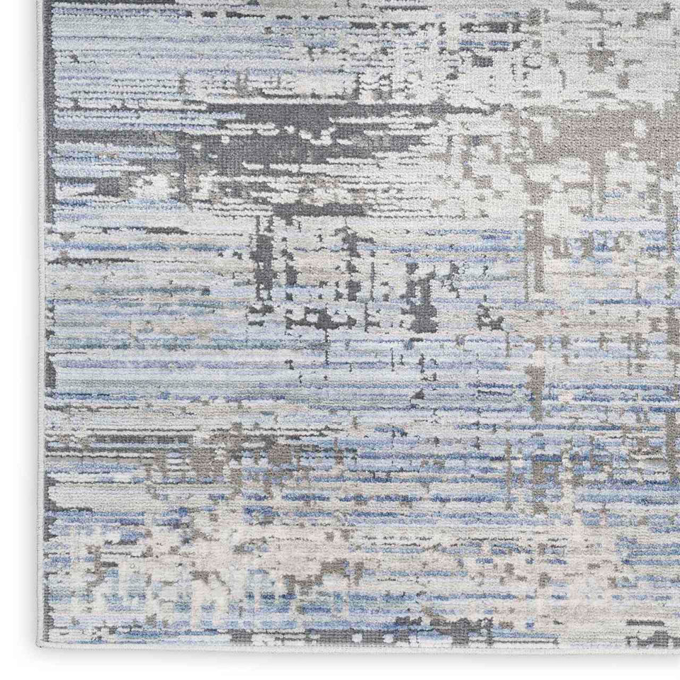 Contemporary Rug Abstract Hues Blue Grey
