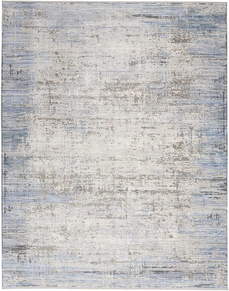 Contemporary Rug Abstract Hues Blue Grey