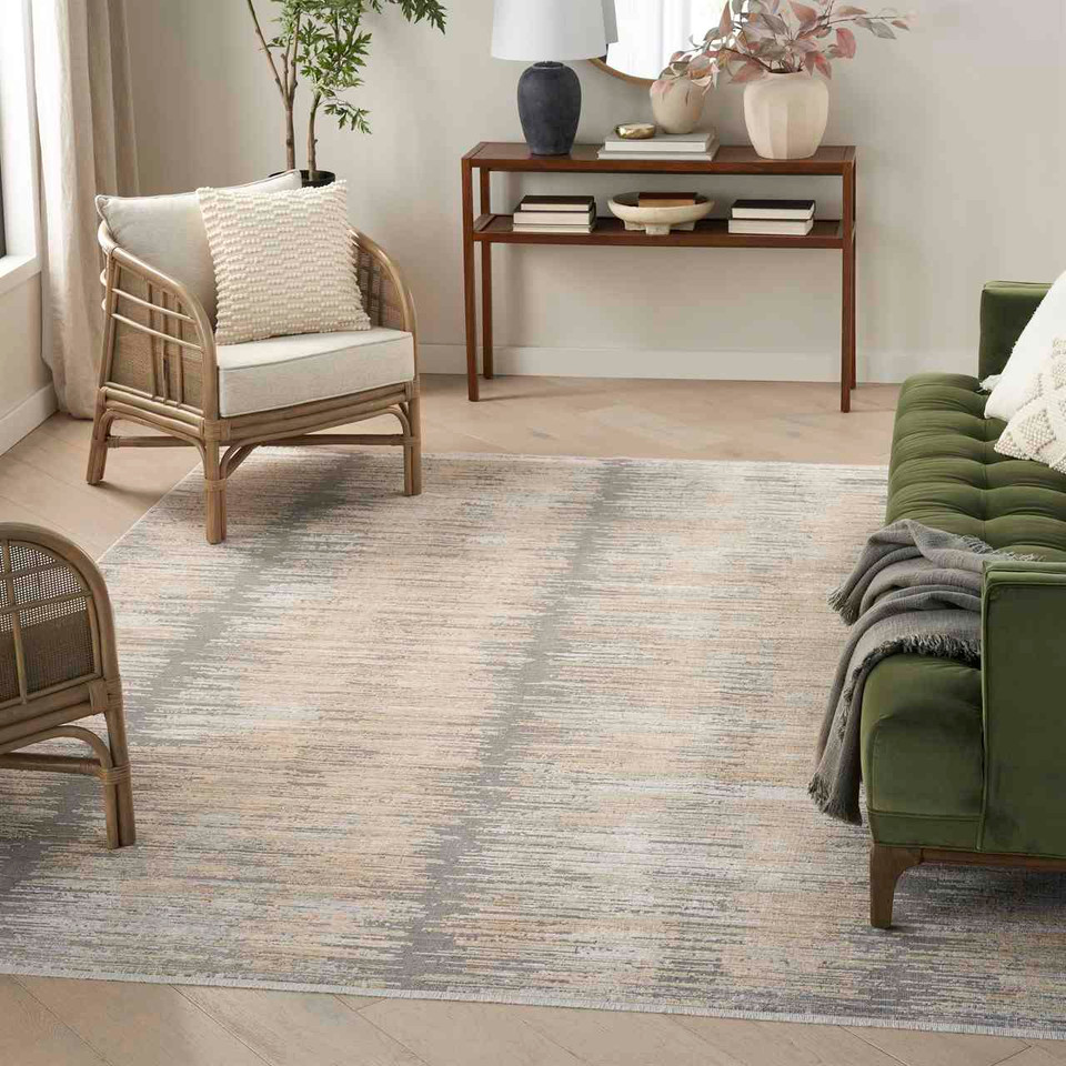 Contemporary Rug Abstract Hues Grey Gold