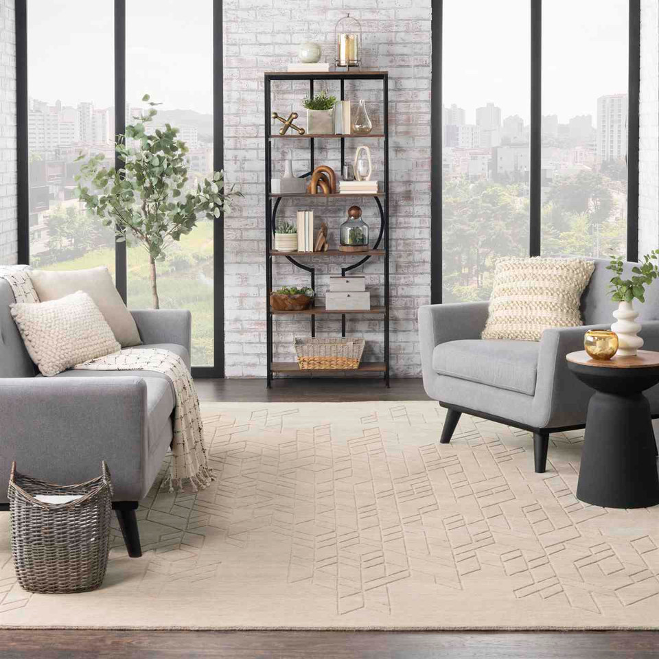 Alessa Plain Beige Handmade Wool Rug