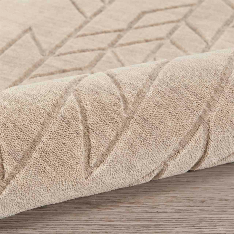 Alessa Plain Beige Handmade Wool Rug