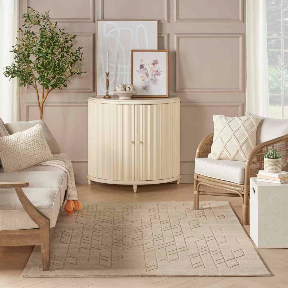 Alessa Plain Beige Handmade Wool Rug