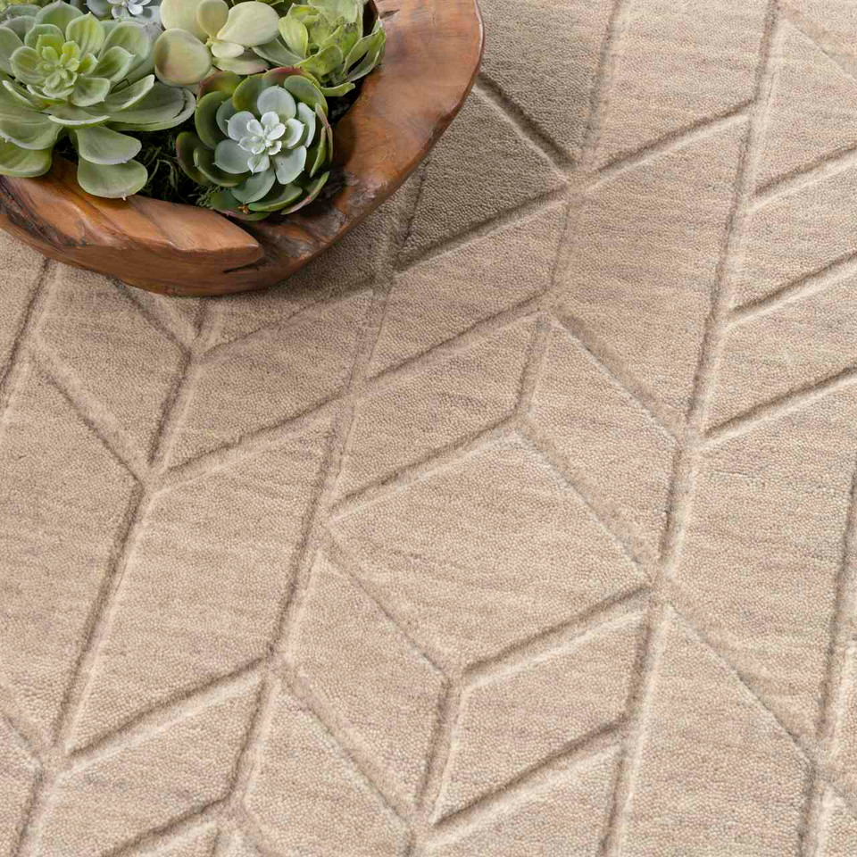 Alessa Plain Beige Handmade Wool Rug