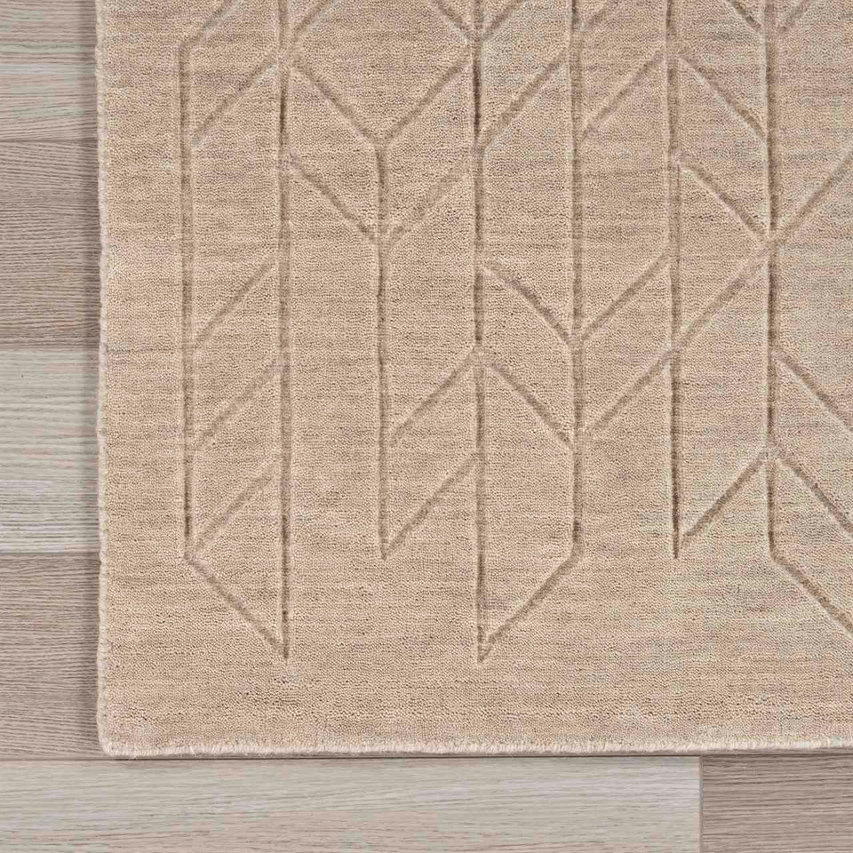 Alessa Plain Beige Handmade Wool Rug