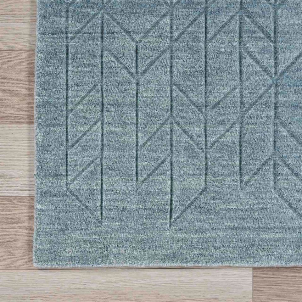 Alessa Plain Blue Handmade Wool Rug