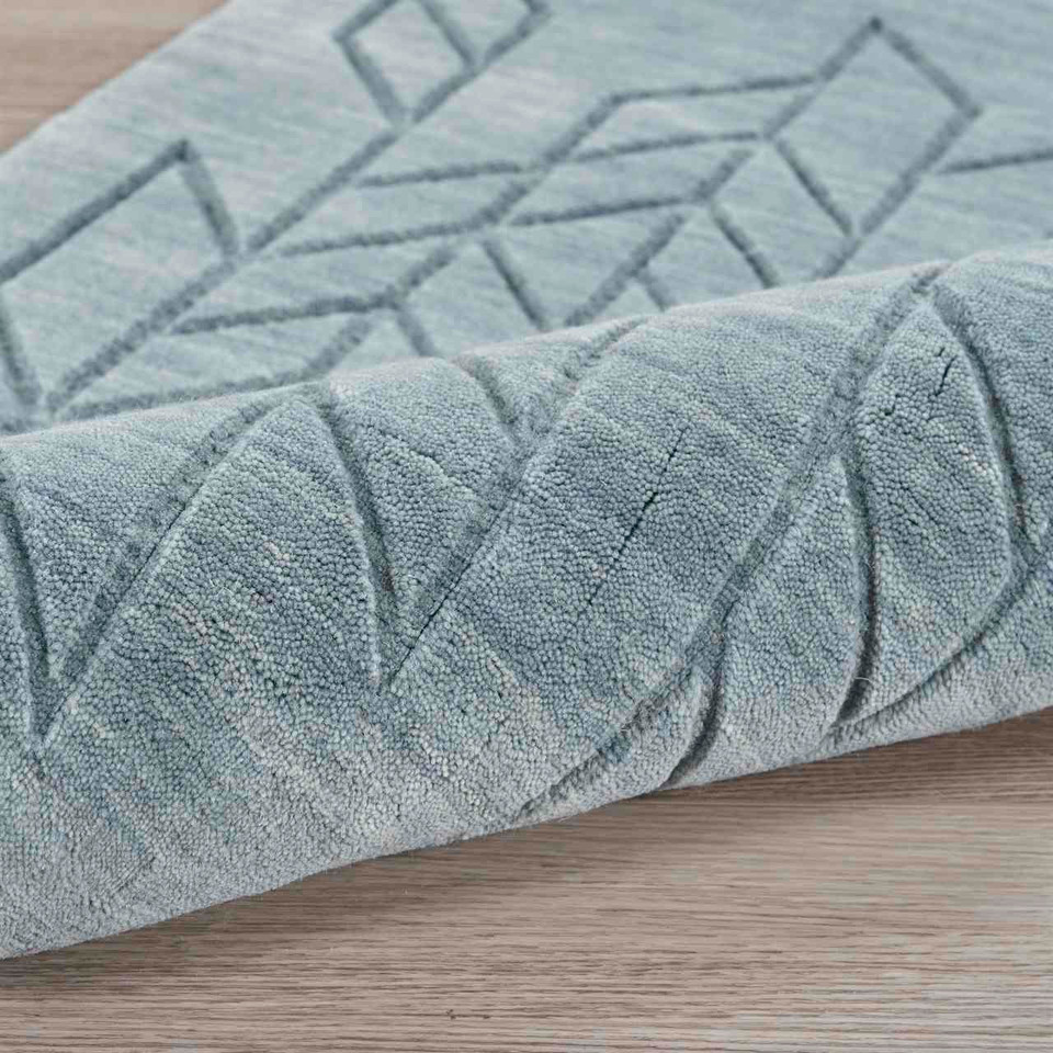 Alessa Plain Blue Handmade Wool Rug
