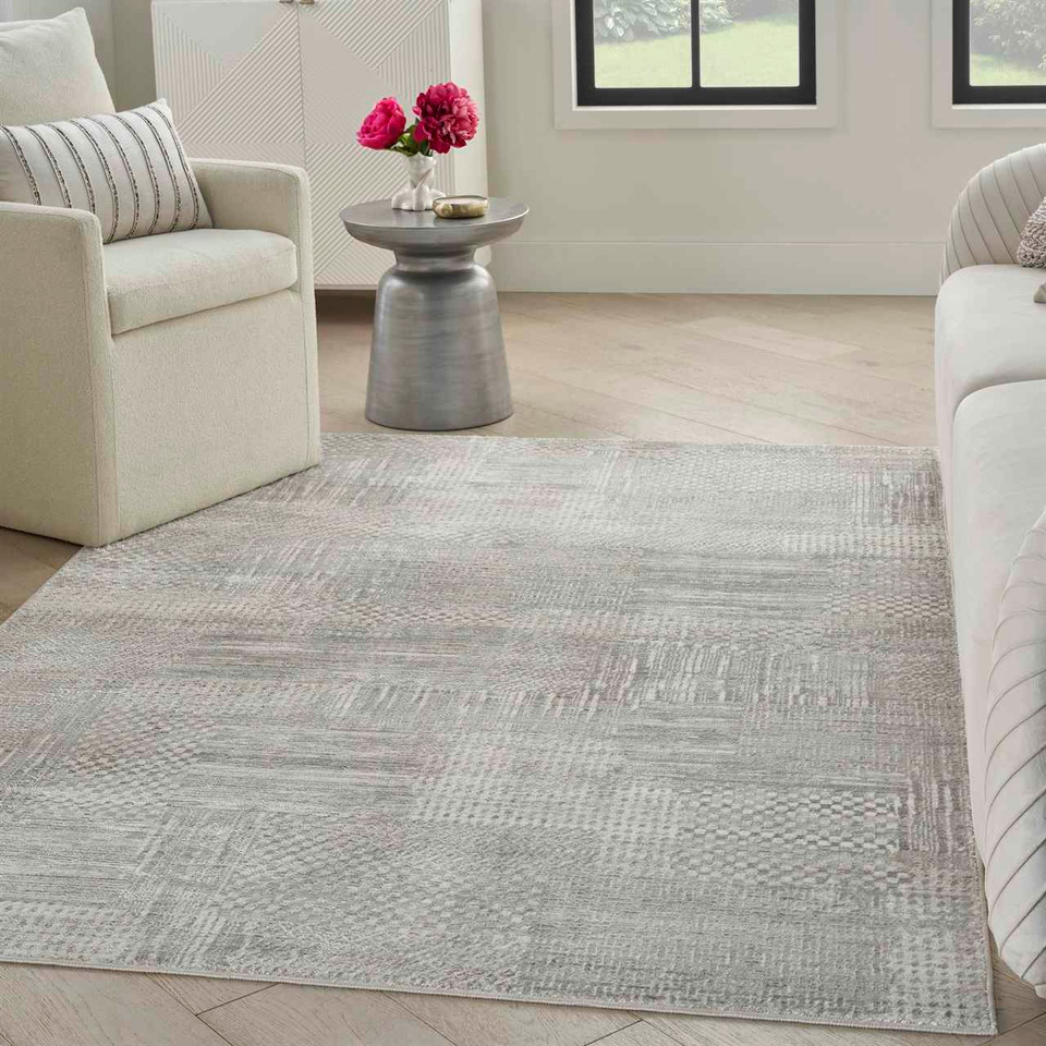 Glitz GLZ09 Silver Grey Abstract Patchwork Rug