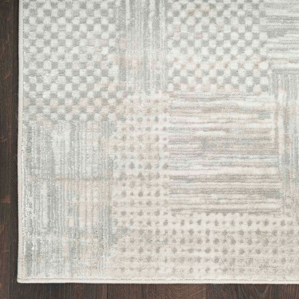 Glitz GLZ09 Silver Grey Abstract Patchwork Rug