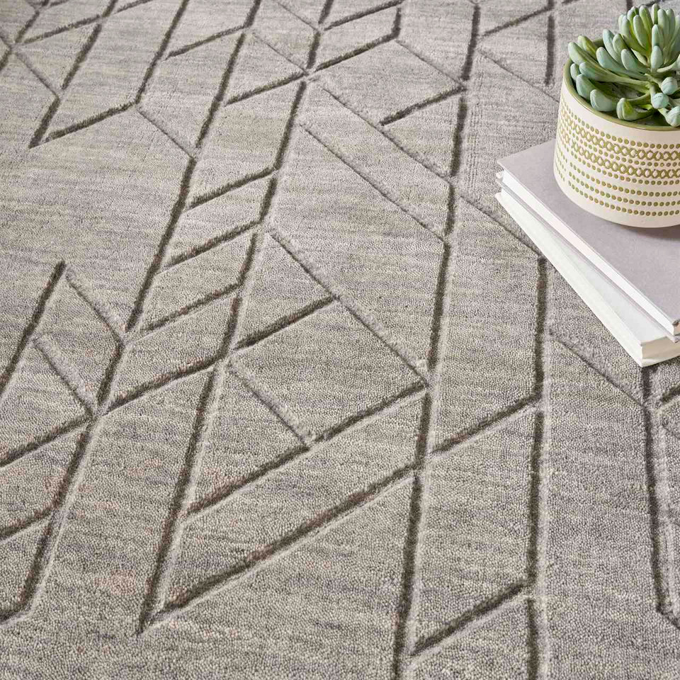 Alessa Plain Grey Handmade Wool Rug