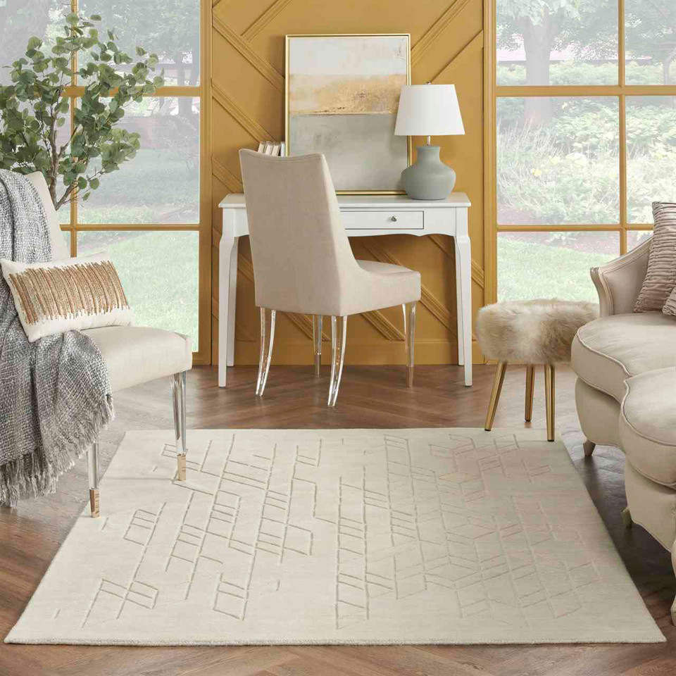 Alessa Plain Ivory Handmade Wool Rug