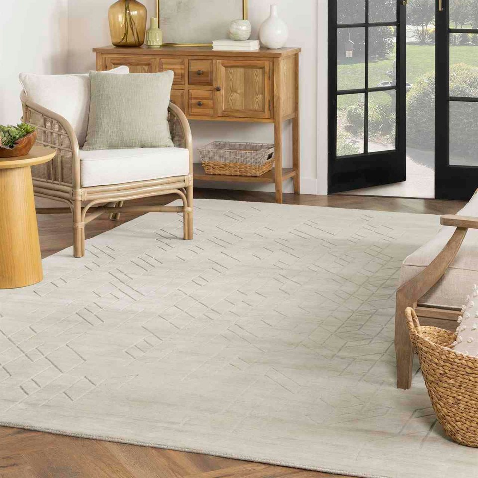 Alessa Plain Light Sage Handmade Wool Rug