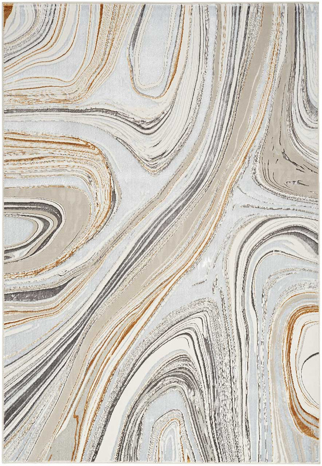 Glitz GLZ21 Grey Gold Metallic Marble Rug