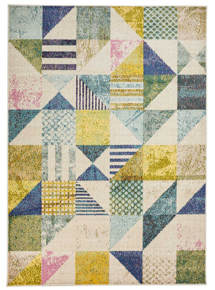 Carnaval Green Multi Hardwearing Rug CAR101