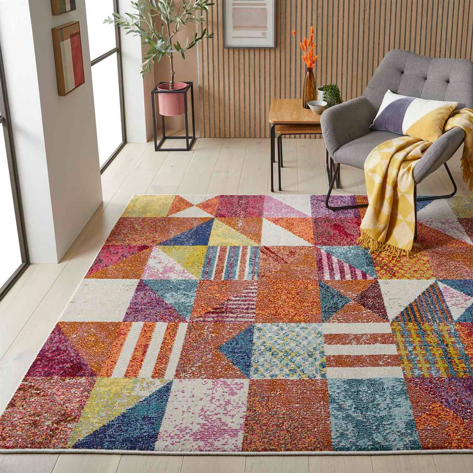 Carnaval Orange Multi Hardwearing Rug CAR102