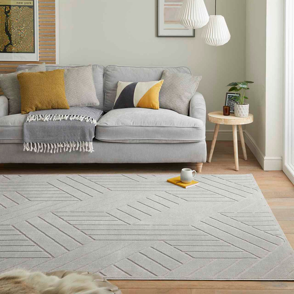 Maze Thin Soft Grey Plain Rug MAZ102