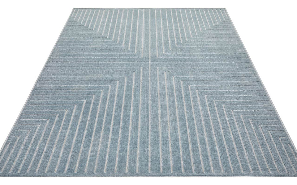Maze Thin Soft Blue Plain Rug MAZ104