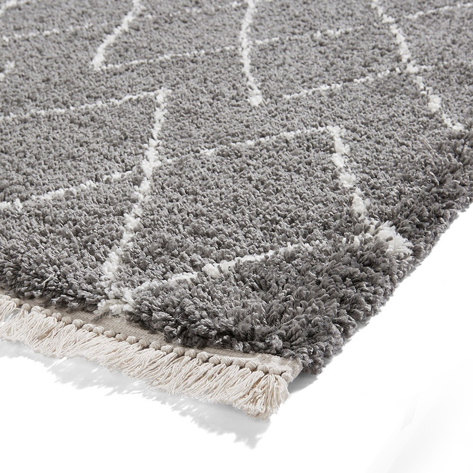 Boho 8280 Grey Berber Shaggy Moroccan Rug Runner