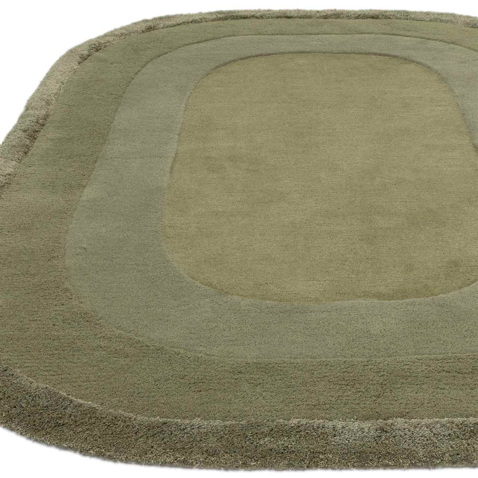 Halo Sage Green Thick Wool Viscose Indian Rug