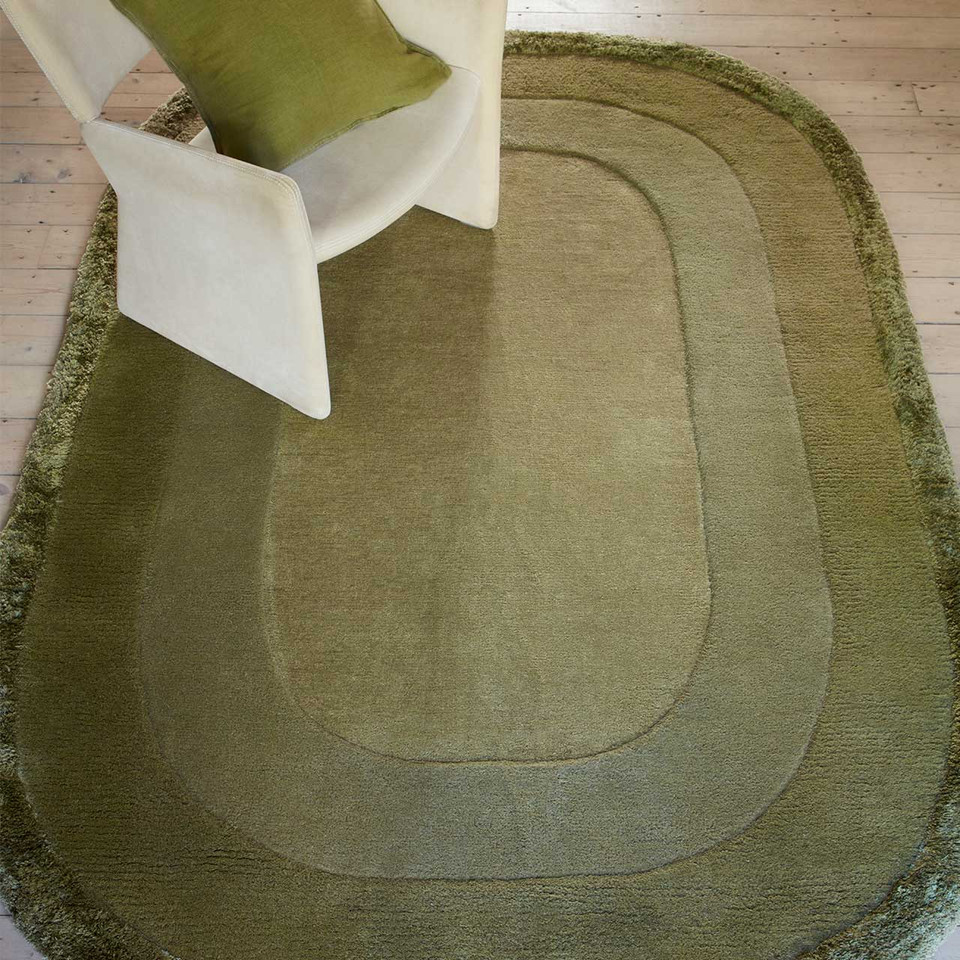 Halo Sage Green Thick Wool Viscose Indian Rug