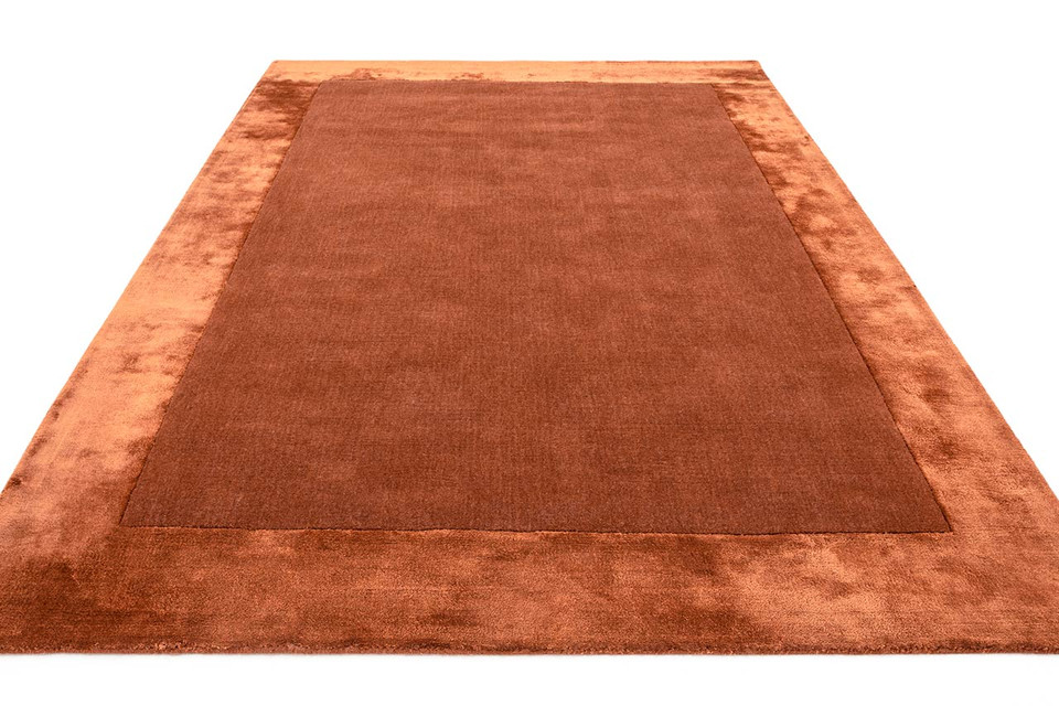 Ascot Luxury Rust Glossy Border Thick Wool Rug
