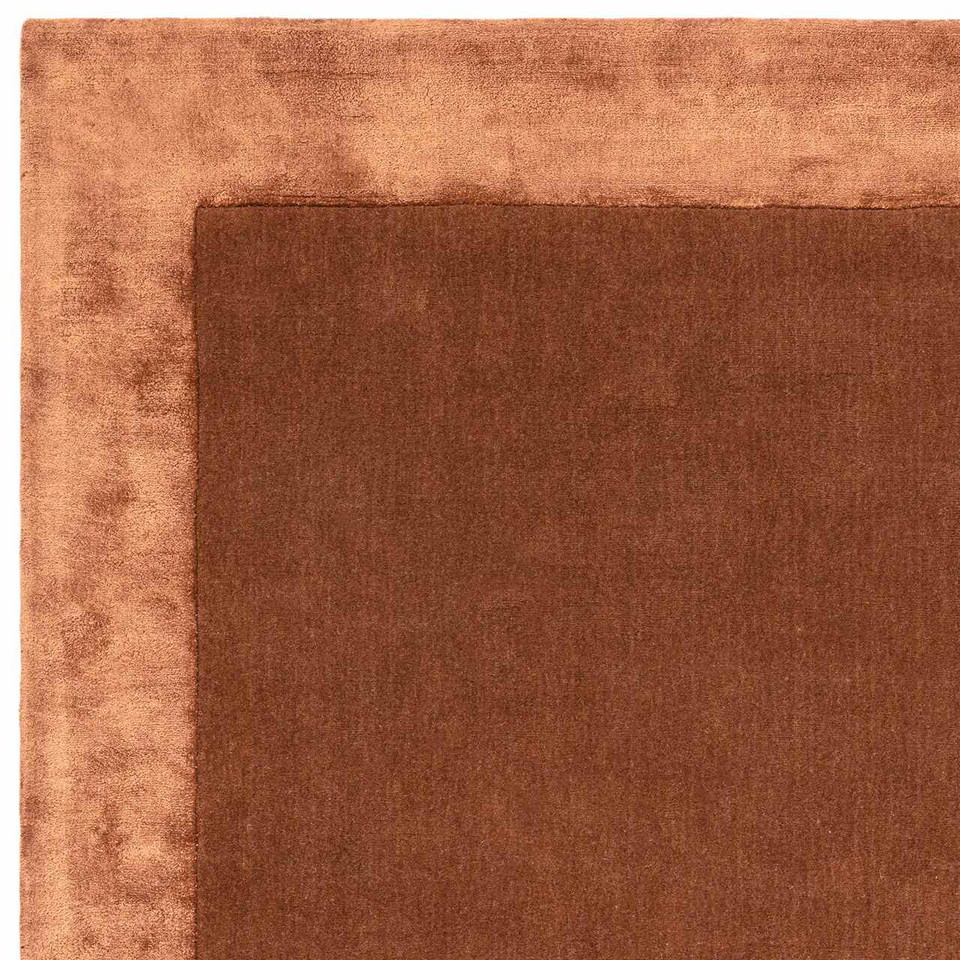 Ascot Luxury Rust Glossy Border Thick Wool Rug