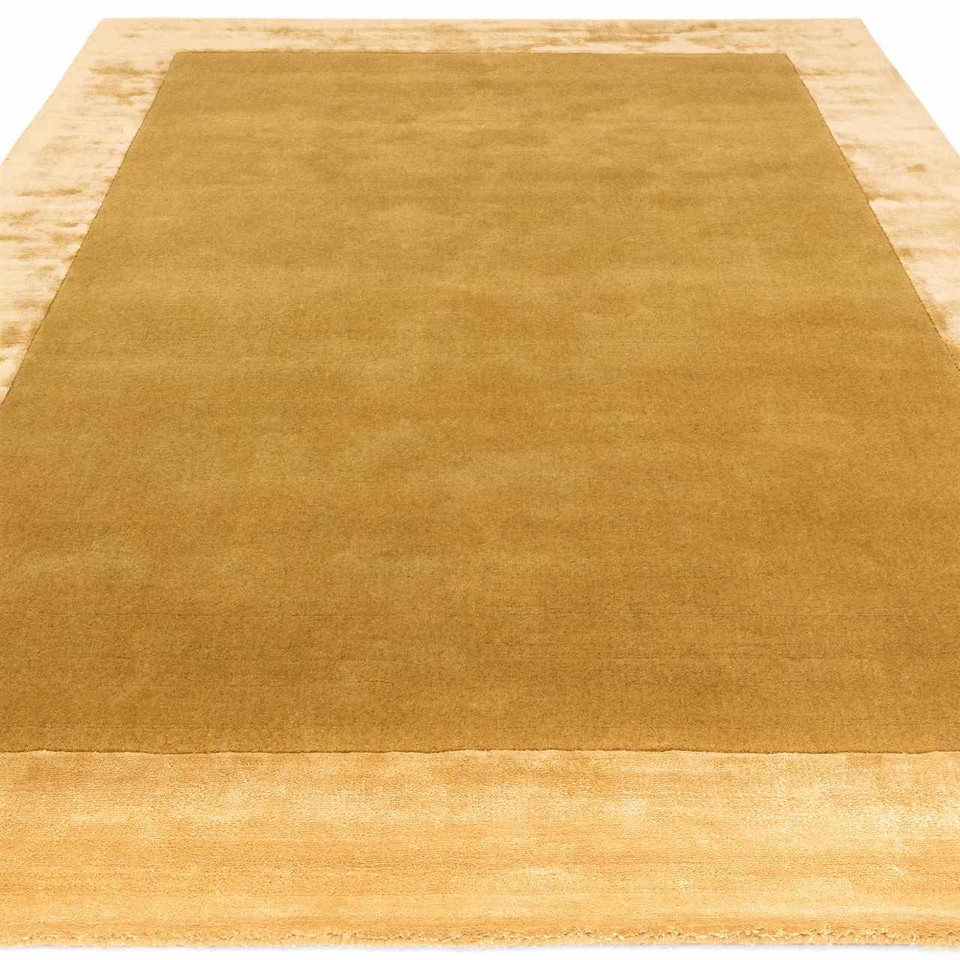 Ascot Luxury Gold Glossy Border Thick Wool Rug