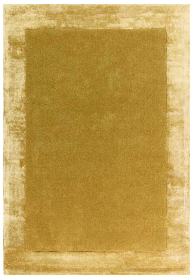 Ascot Luxury Gold Glossy Border Thick Wool Rug