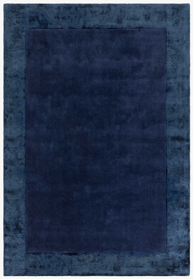Ascot Luxury Navy Glossy Border Thick Wool Rug