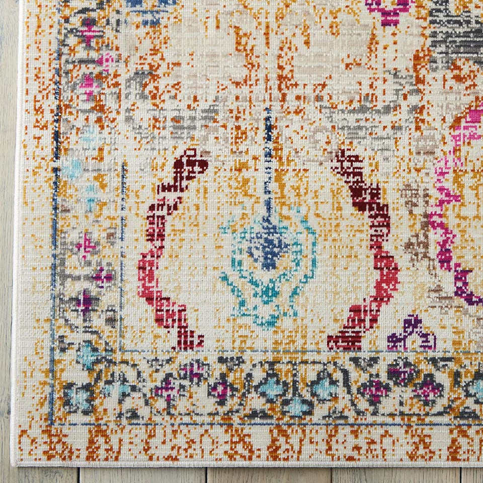 Ivory Multicoloured Vintage Kashan Rug VKA04 Runner