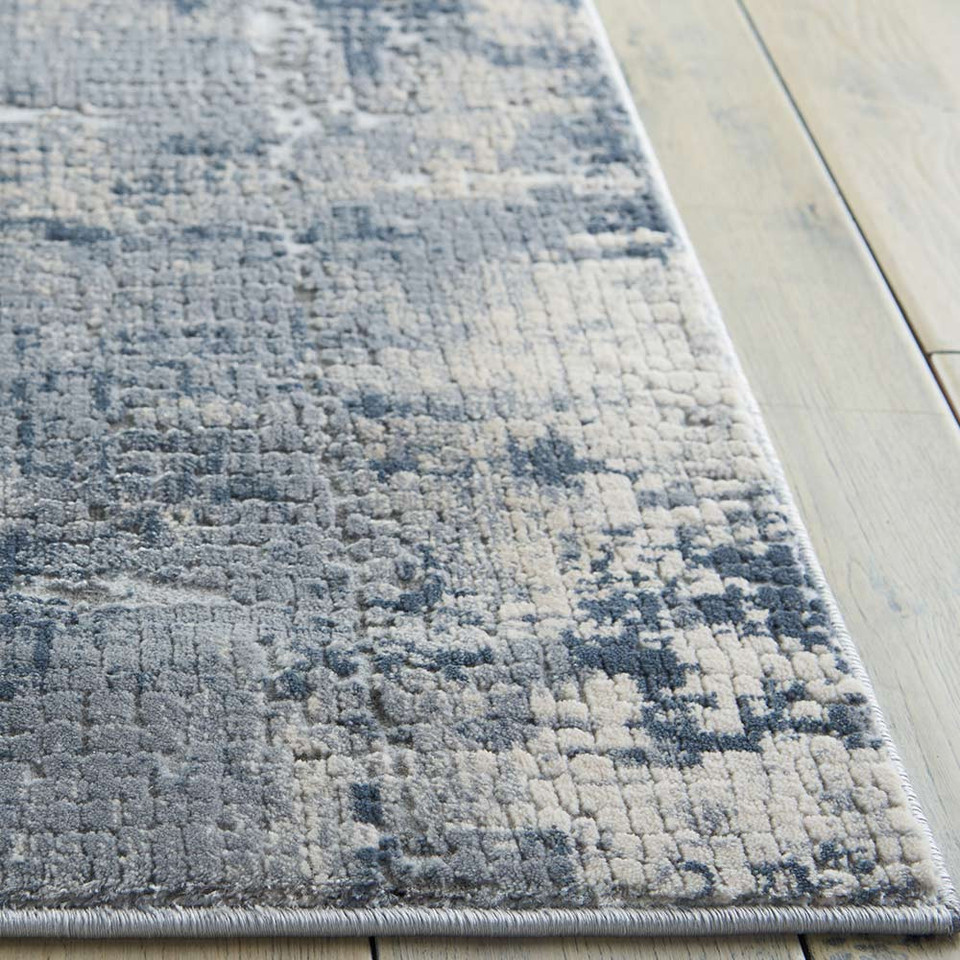 Rustic Textures RUS06 Grey Beige Abstract Rug Runner