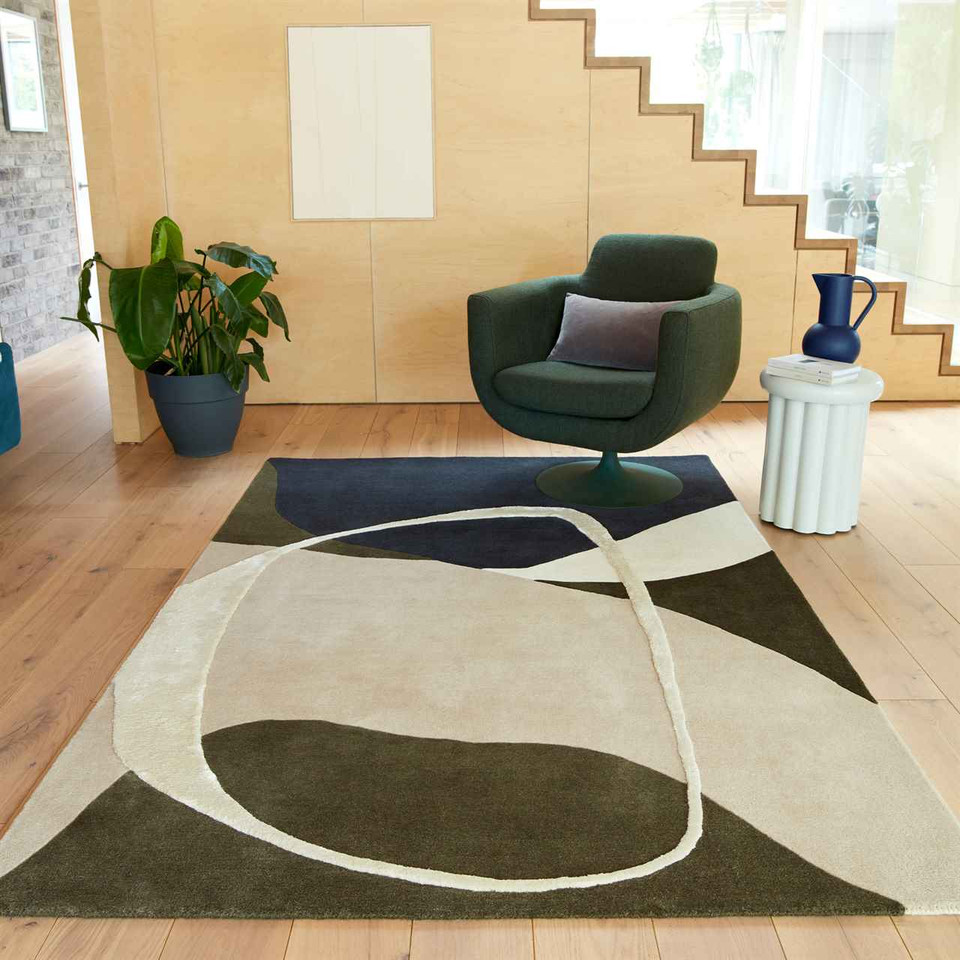 Matrix 103 Signature Moss Green Stylish Wool Rug