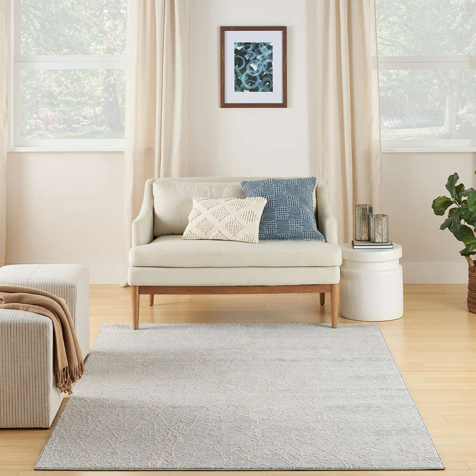 Exhale Abstract Modern Rug EXL02 Ivory Grey