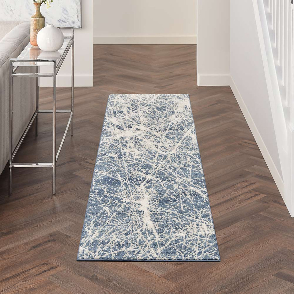 Exhale Abstract Modern Rug EXL02 Navy Ivory